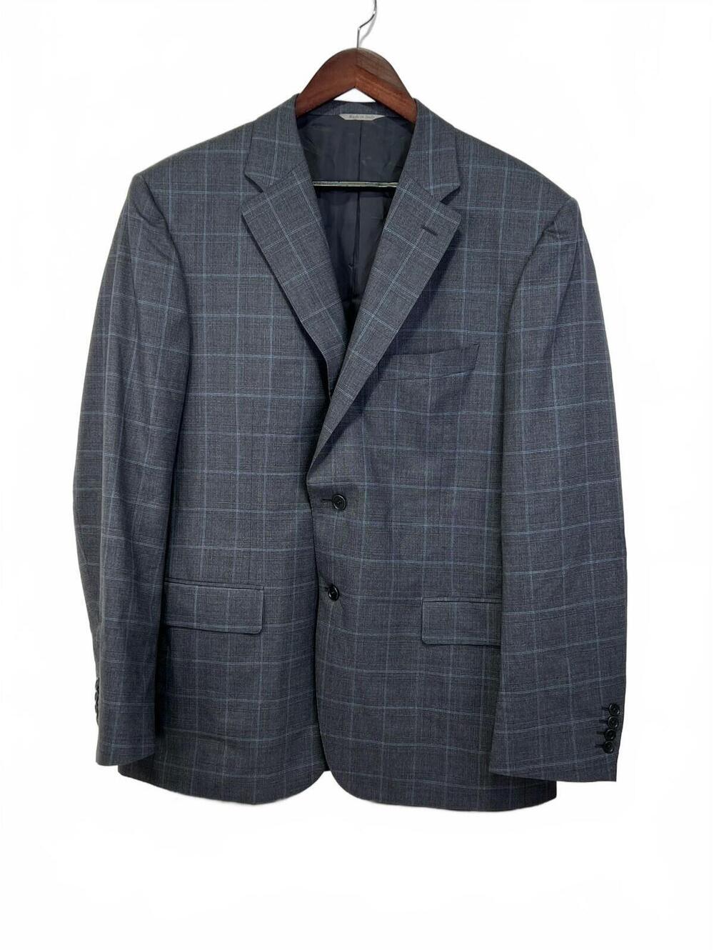 Canali Men's Gray Wool Check Blazer Suit Jacket Size 38 (EU 56R)